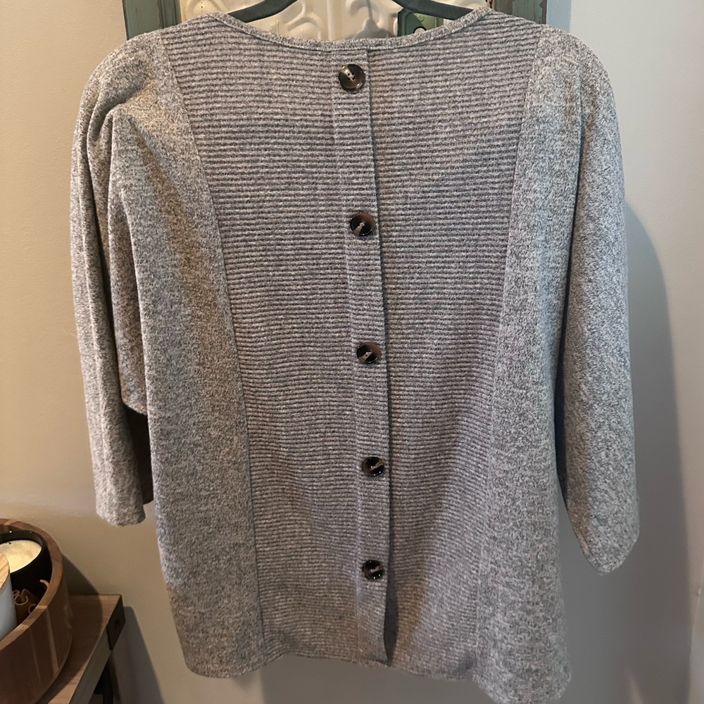Gray Striped Knit Sweater Parallel Skies